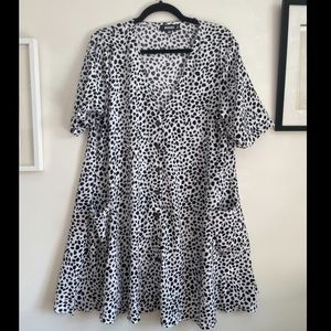 Missguided swingy animal print black and white dress with pockets
